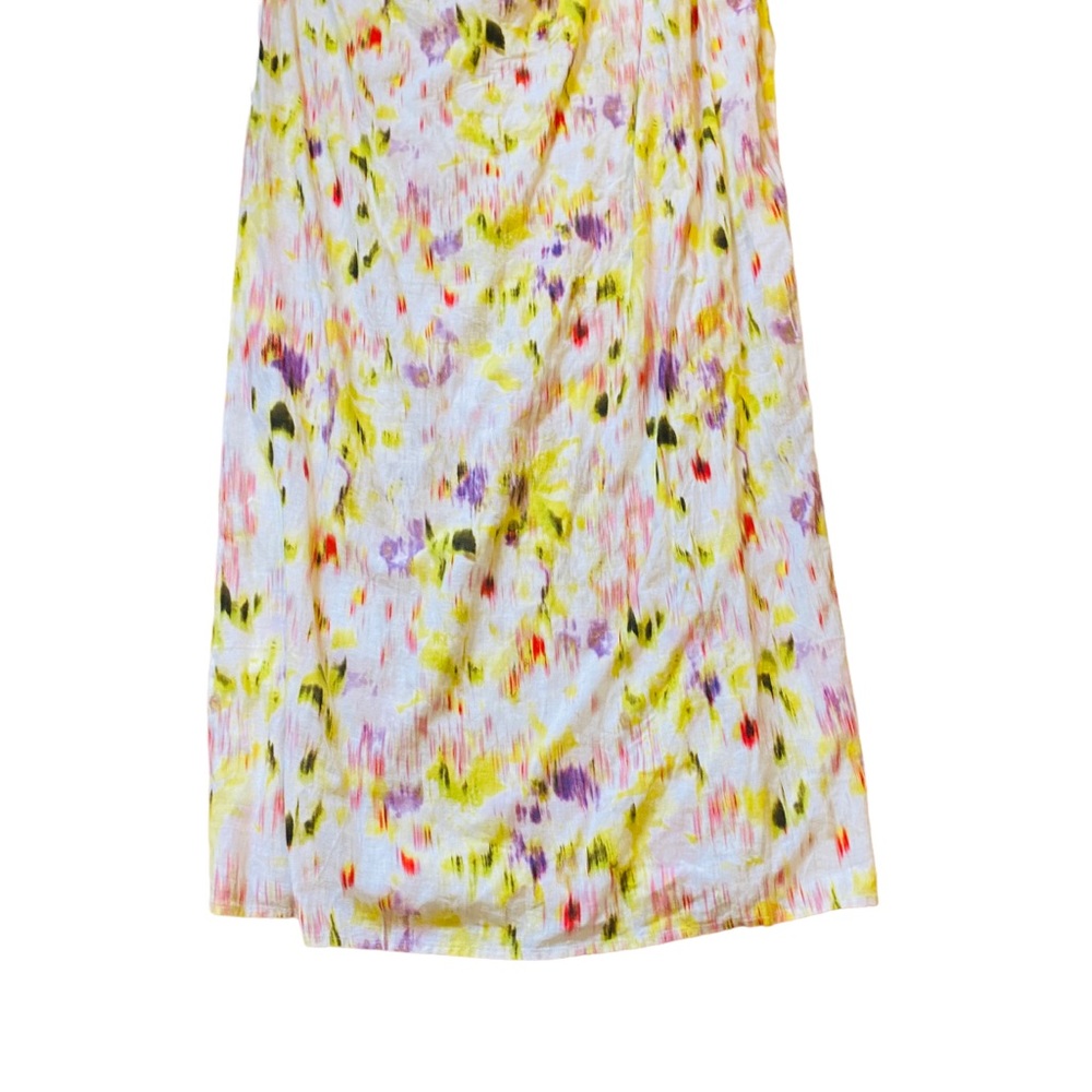 NWT Future Collective Linen blend L/S One Shoulder Midi Dress XXL White Floral - Picture 9 of 10